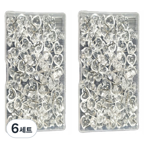 문구담 귀여운 하트모양 압정 투명, 50개입, 6세트