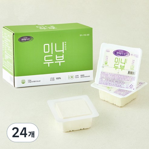 생명물두부 하루한끼 미니두부, 120g, 24개