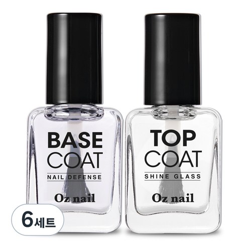 오즈네일 매니큐어 네일 기초 탄탄 2종 세트, 6세트, 베이스 코트 8ml + 탑 코트 8ml