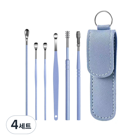 모나코올리브 손맛중독 귀이개 6종 + 파우치 세트 블루, 4세트