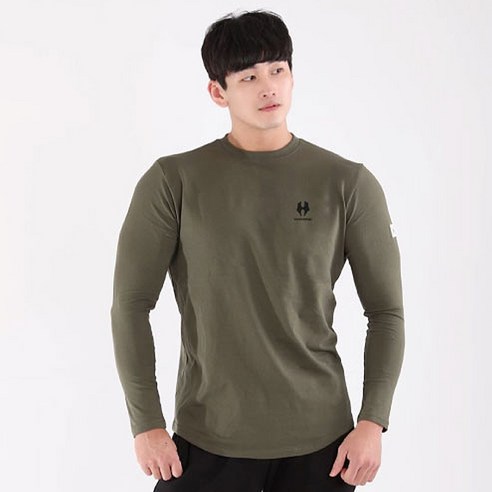 허그본 남성용 머슬핏 리플렉션 긴팔 티셔츠 태극 라인 002