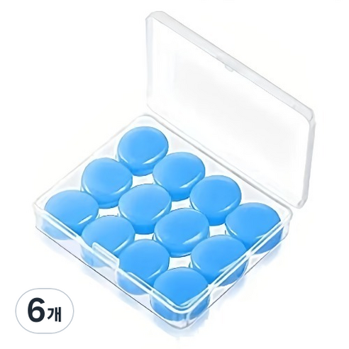 리빙헤븐 소음차단 자유자재 실리콘 수면 귀마개 ED-05 블루, 6개, 12개입
