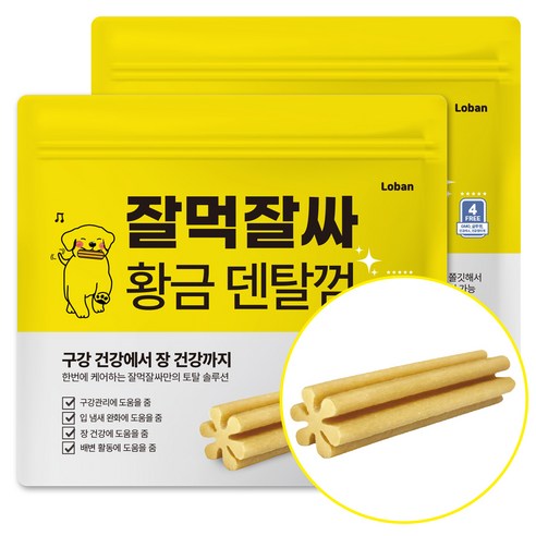 로반 잘먹잘싸 황금 덴탈껌, 황태맛, 300g, 2개