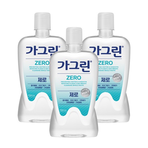 가그린 제로 구강청결제, 1100ml, 3개