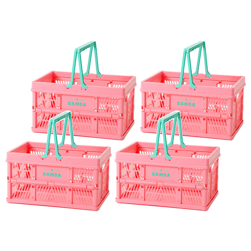 이소품 담다 접이식 바스켓, 핑크, 4개
