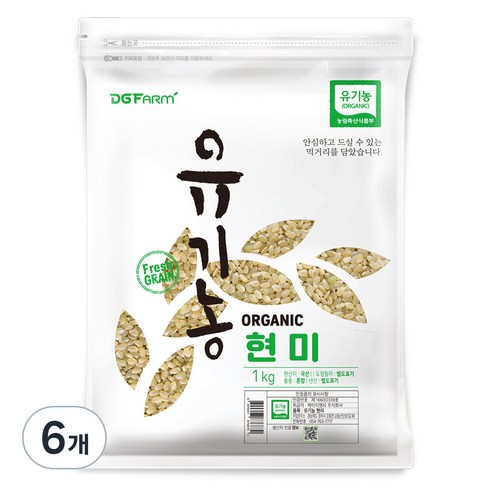 대구농산 유기농 현미, 1kg, 6개