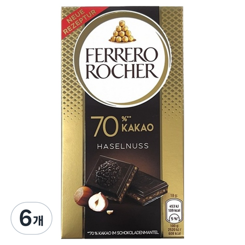 페레로로쉐 초콜릿바 헤이즐넛, 90g, 6개