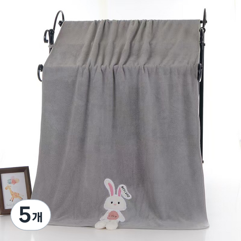 원이네 사랑스러운 토끼 바스타월 300g, 그레이, 5개
