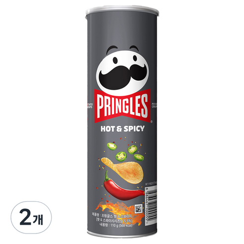 프링글스 핫 & 스파이시 감자칩, 110g, 2개