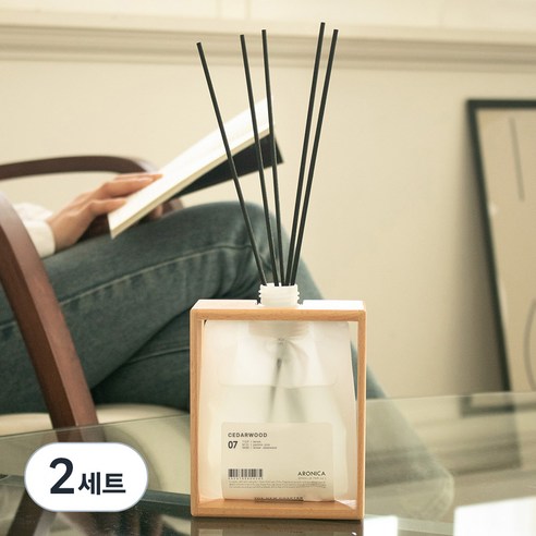 아로니카 챕터 디퓨저 내츄럴 우드 코팅 프레임, 시더우드, 200ml, 2세트