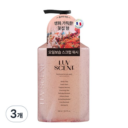 럽센트 스크럽 워시 플라워마켓 화이트튤립향, 500ml, 3개