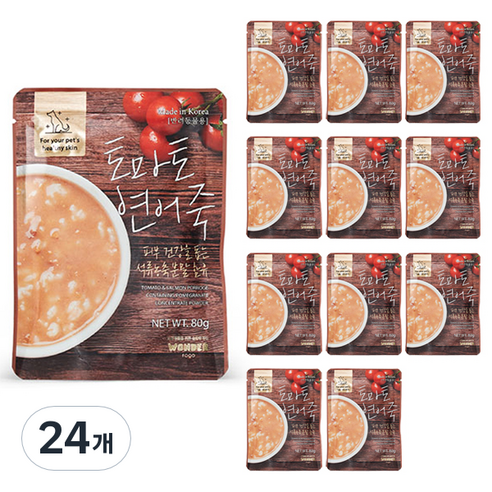 원더푸드 강아지 건강죽, 토마토 연어죽, 80g, 24개