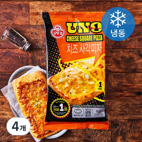 오뚜기 UNO 치즈 사각피자 (냉동), 91g, 1개입, 4개