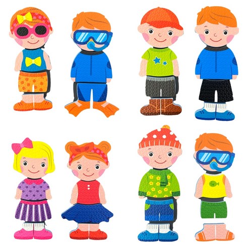 투칸 목욕놀이 스티커 드레스업 코디놀이 Dress Up, 혼합색상, 1개
