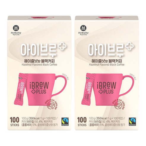 아이브루 플러스 공정무역 헤이즐넛 블랙커피, 1g, 100개입, 2개