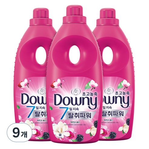 다우니 7일지속 탈취파워 초고농축 섬유유연제 목련 앤 베리 본품, 1L, 3개