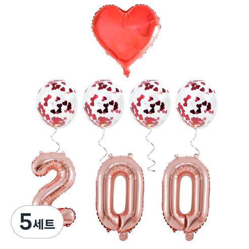 파티쇼 은박 200일 파티 기념일 풍선 세트, 혼합색상, 5세트