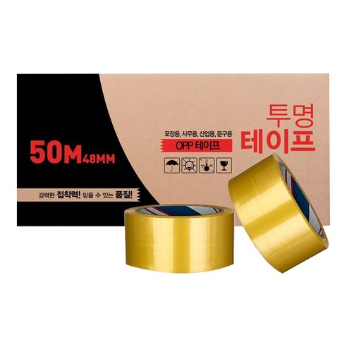 대박테이프 투명 박스테이프 48mm x 50m, 50개입