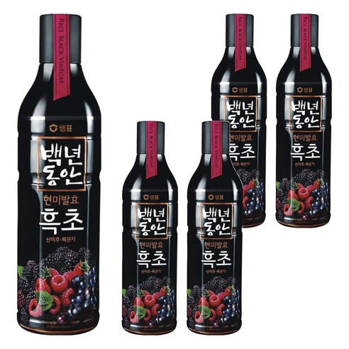 샘표 백년동안 산머루 복분자 현미발효 흑초, 900ml, 5개