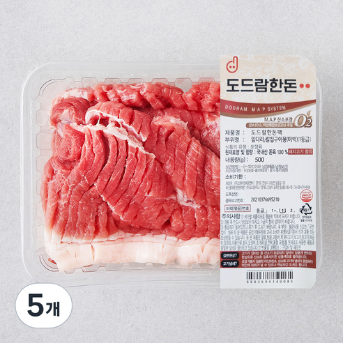 도드람한돈 미박 앞다리 칼집 1등급 구이용 (냉동), 500g, 5개