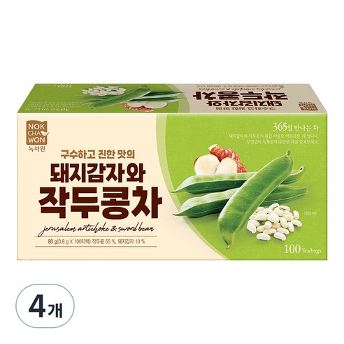 녹차원 돼지감자와 작두콩차, 0.8g, 4개, 100개입