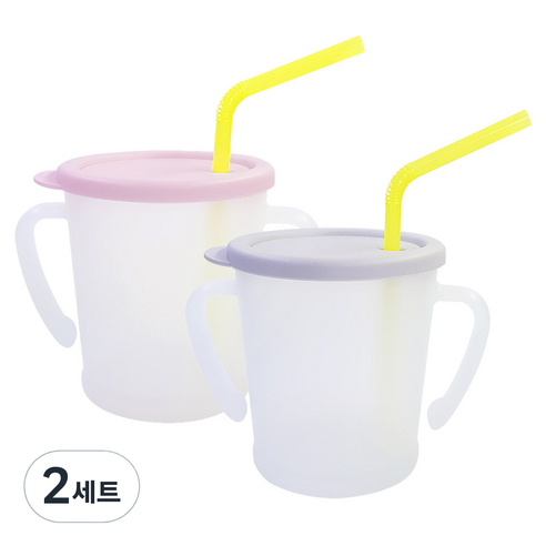 아가프라 뉴매직 빨대컵 300ml x 2종 세트, 2세트, 핑크, 그레이