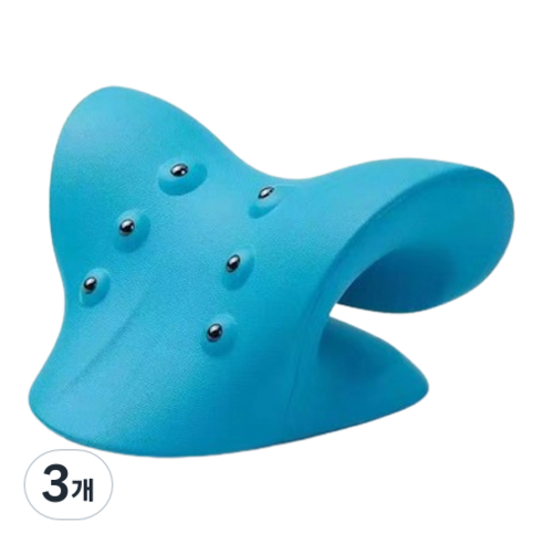 제이케이 인체공학 목 어깨 지압 마사지기, 마그넷 C형 블루, 3개