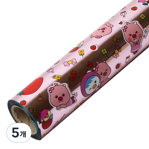 코코플러스 위드뽀로로 롤 포장지 26.5cm x 12m, 핑크, 5개