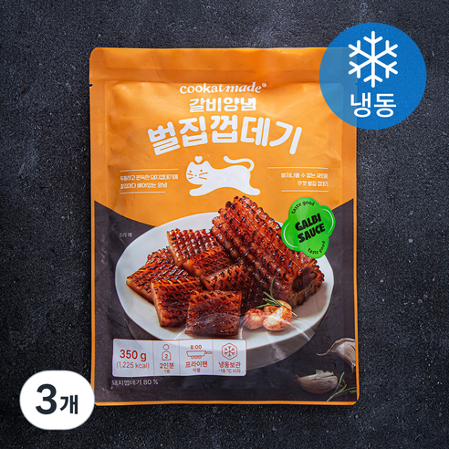 쿠캣 갈비양념 벌집 껍데기 (냉동), 350g, 3개