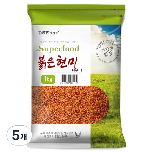 건강한밥상 붉은현미, 1kg, 5개