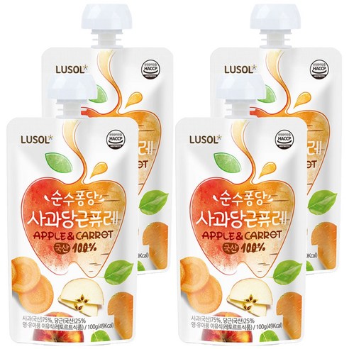 루솔 순수퐁당 퓨레, 혼합맛(사과/당근), 100g, 4개