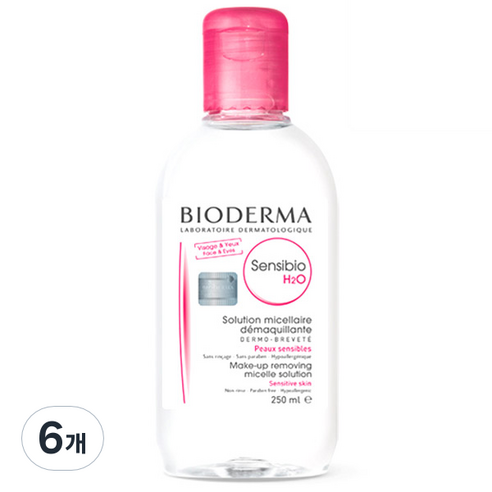 바이오더마 센시비오 H2O 클렌징 워터, 250ml, 6개