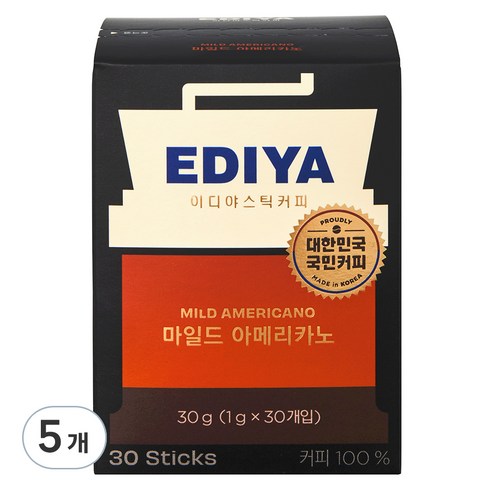 이디야 비니스트 마일드 아메리카노 원두커피믹스, 1g, 30개입, 5개