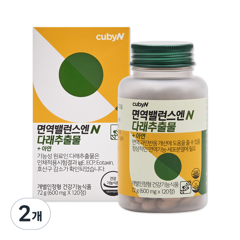 큐비앤 면역밸런스엔 다래추출물, 120정, 2개