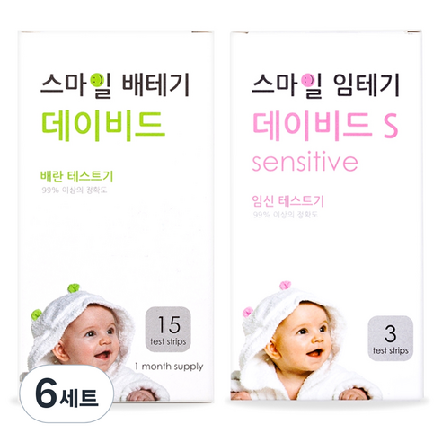 스마일랩 스마일 데이비드 배란테스트기 15p + 스마일 임신테스트기 S 3p, 18개입, 6세트