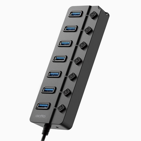 엑토 USB 3.2 Gen 1 개별전원 스위치 7포트 멀티 허브 HUB-54, 혼합색상