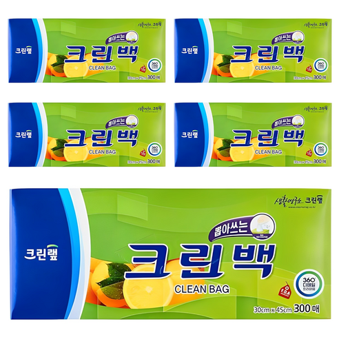 크린랲 뽑아쓰는 크린백 30cm x 45cm, 대(L), 300개입, 5개