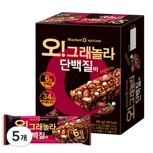 오리온 오 그래놀라 단백질바 12p, 480g, 5개