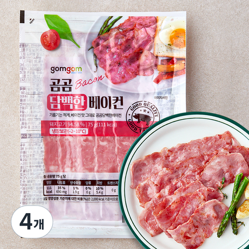 곰곰 담백한 베이컨, 75g, 4개