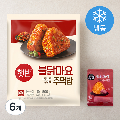 햇반 불닭마요 주먹밥 (냉동), 500g, 6개