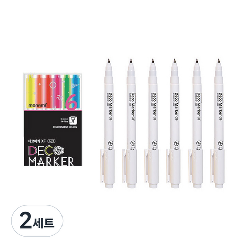 모나미 데코마카 XF 463 형광 세트 + 화이트 6p, 6색, 2세트