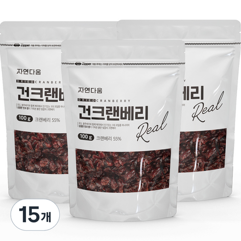 자연다움 건크랜베리, 100g, 15개