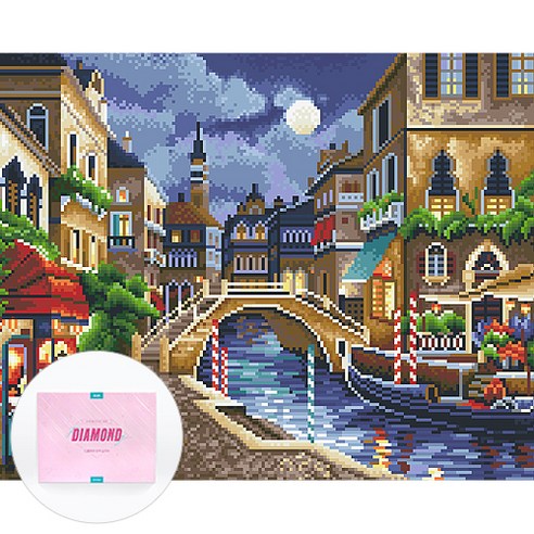 디클레어 액자 캔버스형 보석십자수 DIY 키트 40 x 50 cm, 1세트, 카페거리