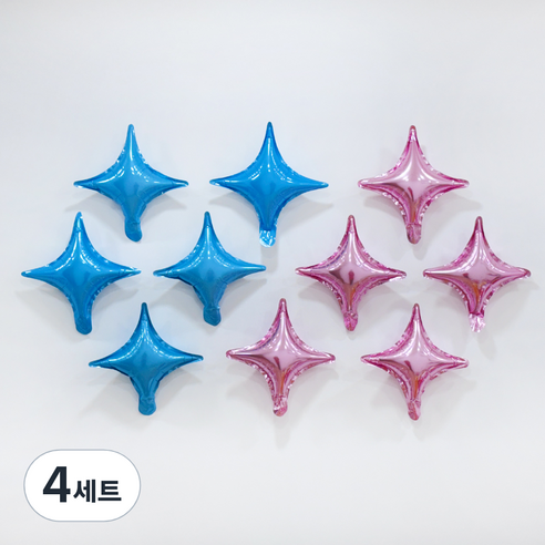 파티공구 사각별모양 은박풍선 핑크 15p + 라이트블루 15p 세트, 핑크, 라이트블루, 4세트