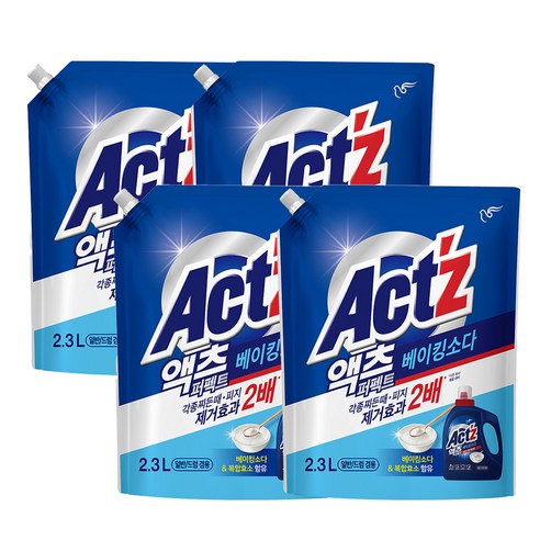 액츠 퍼펙트 베이킹소다 액상세제 리필, 2.3L, 4개