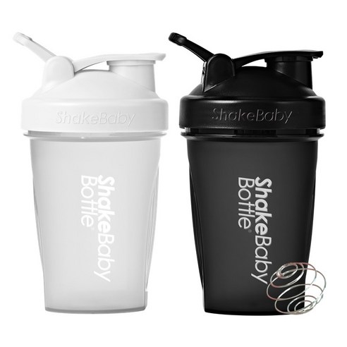 쉐이크베이비 보틀 쉐이커 2종 세트, 화이트, 블랙, 600ml, 1개