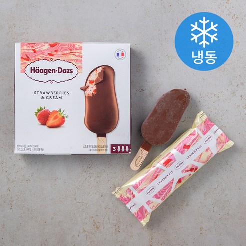 하겐다즈 멀티바 아이스크림 스트로베리 앤 크림 3개입 (냉동), 240ml, 1개