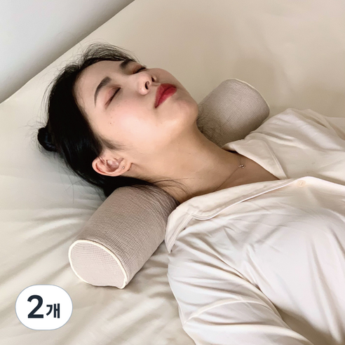 집앤콕 누비베개 비즈폼, 베이지, 2개