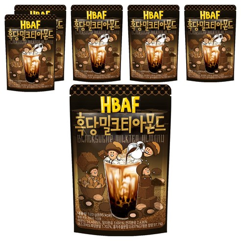 바프 흑당 밀크티 아몬드, 120g, 6개