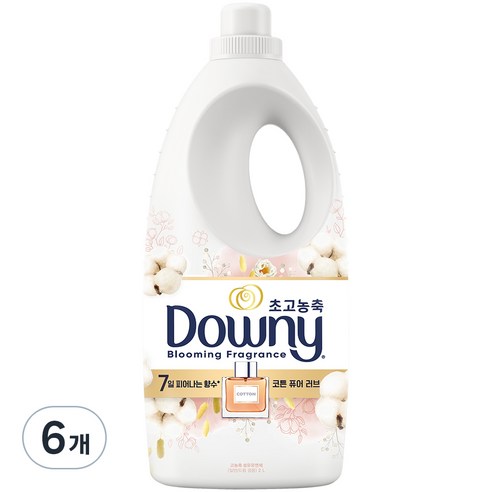 다우니 7일간 피어나는 향수 컬렉션 코튼 퓨어 러브 초고농축 섬유유연제 본품, 2L, 6개